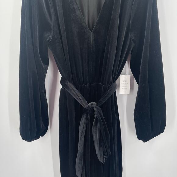ELOQUII Jumpsuit Size 18 NWT Black Velvet Tie Belt Wide Leg Cocktail Evening - Picture 11 of 16